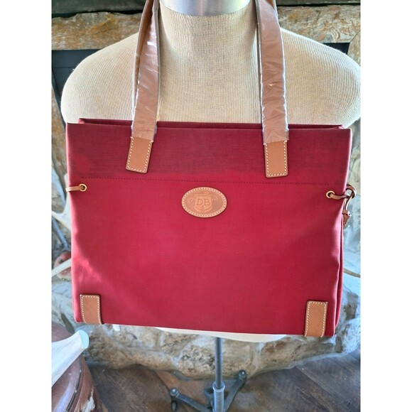 Dooney & Bourke Vintage Authentic Monogrammed Canvas Shoulder Bag RED NEW VTG - Picture 1 of 13